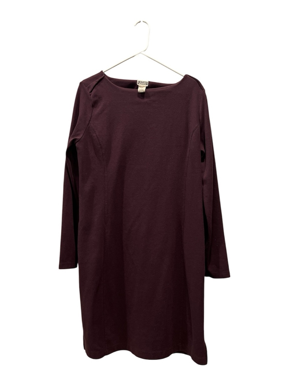 Duluth Trading Co Long Sleeve Shift Dress in Deep Plum with pockets